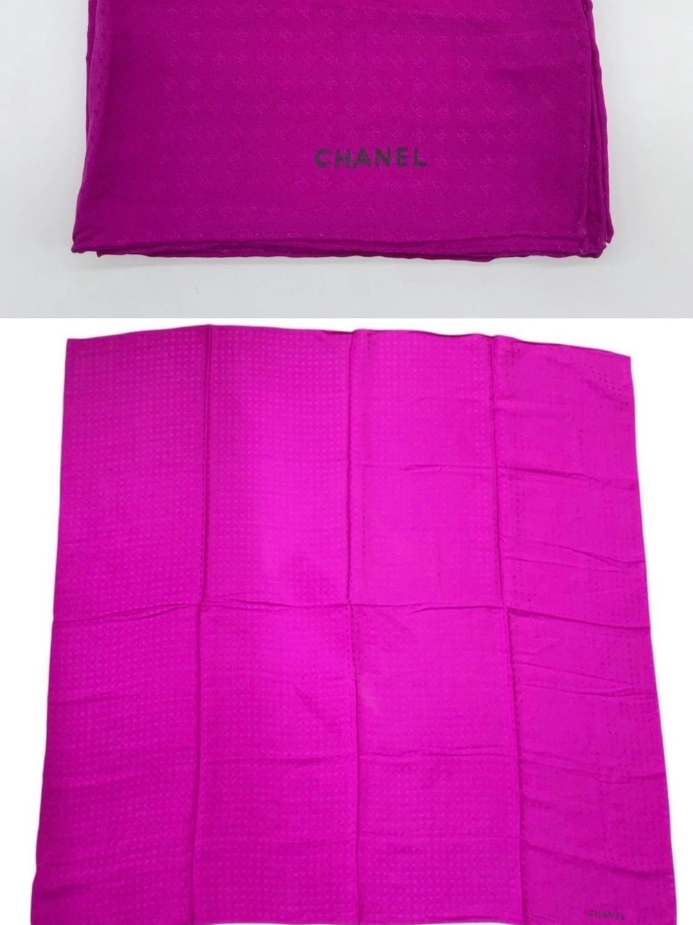 CHANEL Fuchsia Pink Silk Square Scarf